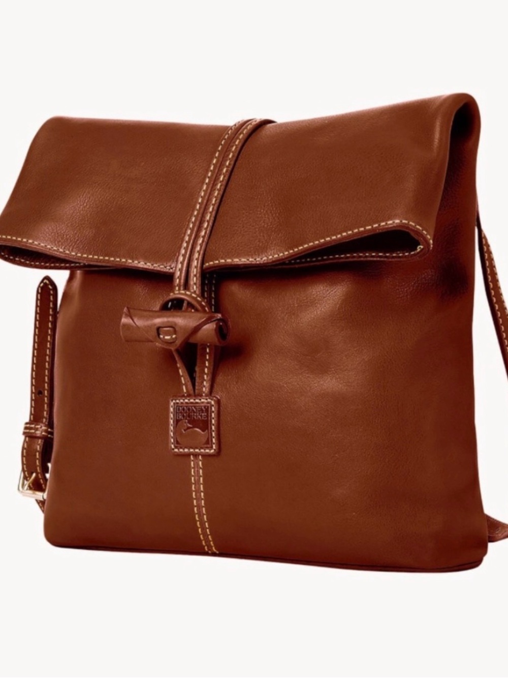Dooney & Bourke Pebble Grain Mail Satchel Chestnut Brown Leather